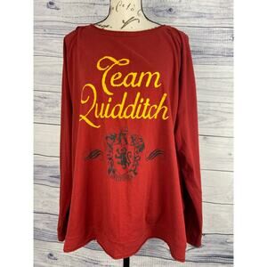 Harry Potter Team Quidditch Shirt Women XL Long Sleeve Gryffindor Stretch Maroon